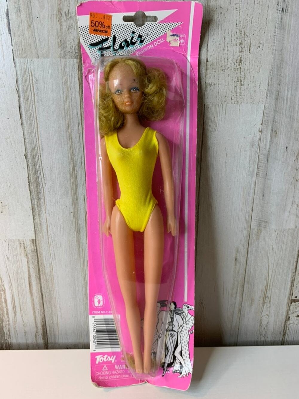 Vintage Totsy Flair Fashion Doll 11.5in Orange Hair Yellow